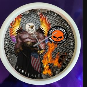 Harley eagle wall clock with led lights